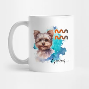 Aquarius  Zodiac Sign Cute Yorkie Watercolor Art Mug